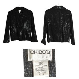 Chico's Size 1 Black Shiny Jacket